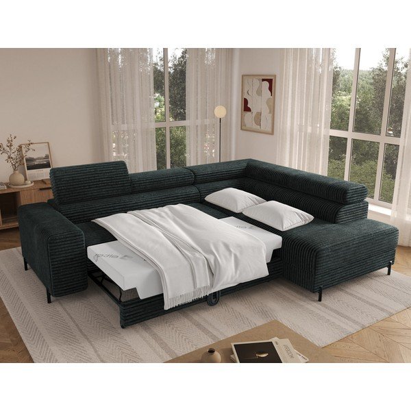 Žalios spalvos kampinė sofa iš kordinio velveto (su dešiniuoju kampu/„L“ formos) Colesio – ELTAP-image-3