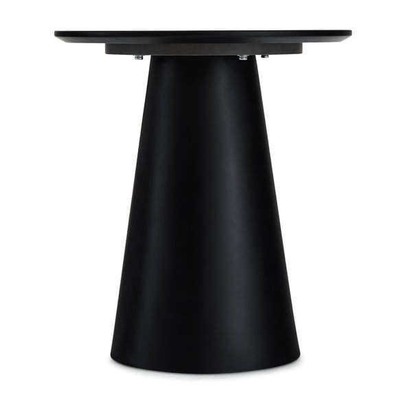 Kavos staliukas juodos spalvos/šviesiai pilkos spalvos su marmuro dekoro stalviršiu ø 45 cm Tango – Furnhouse-image-2