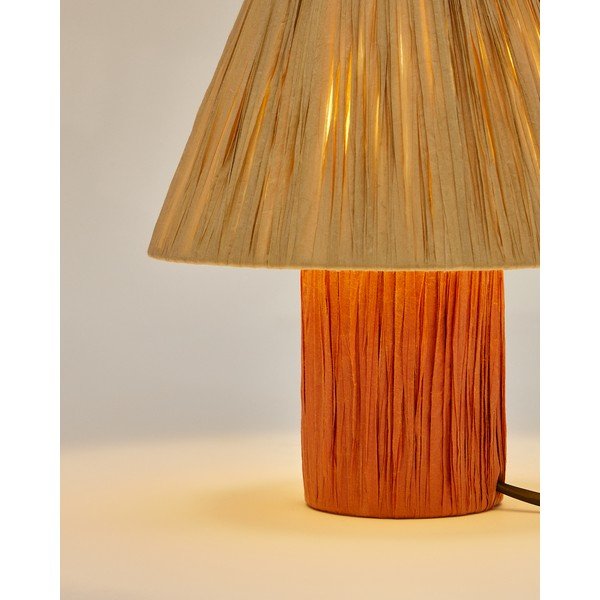 Natūralios spalvos/terakotos spalvos stalinis šviestuvas (aukštis 25 cm) Pulmi – Kave Home-image-2