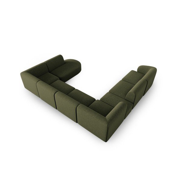 Žalios spalvos iš šenilinio audinio kampinė sofa (su kairiuoju kampu/„U“ formos) Paolo – Milo Casa-image-3
