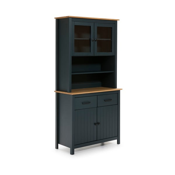 Iš pušies masyvo vitrina tamsiai mėlynos spalvos 90x180 cm Miranda – Marckeric-image-2