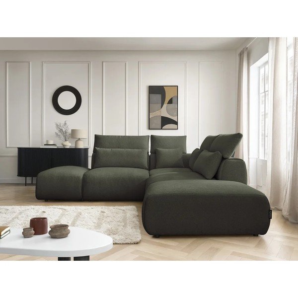 Žalios spalvos reguliuojama modulinė kampinė sofa Jana – Bobochic Paris-image-2