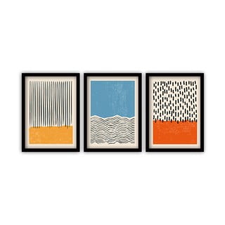 3 paveikslų rinkinys juoduose rėmeliuose Vavien Artwork Abstract, 35 x 45 cm
