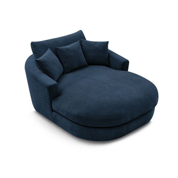 Tamsiai mėlynos spalvos krėslas iš šenilinio audinio Belem – Bobochic Paris-image-4