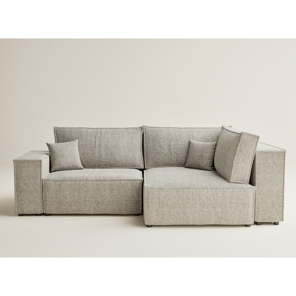 Smėlio spalvos sulankstoma/su sandėliavimo vieta kampinė sofa iš šenilinio audinio (su dešiniuoju kampu/„L“ formos) Tonga – Maison de Rêve-image-2