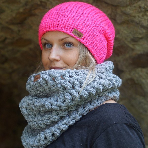 Rankomis megzta kepurė DOKE Pink Beanie-image-1