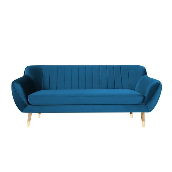 Mėlyna aksominė sofa Mazzini Sofas Benito, 188 cm