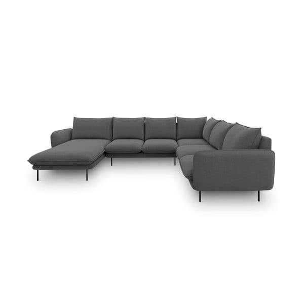 Tamsiai pilkos spalvos U formos sofa Cosmopolitan Design Vienna, kampas dešinėje
