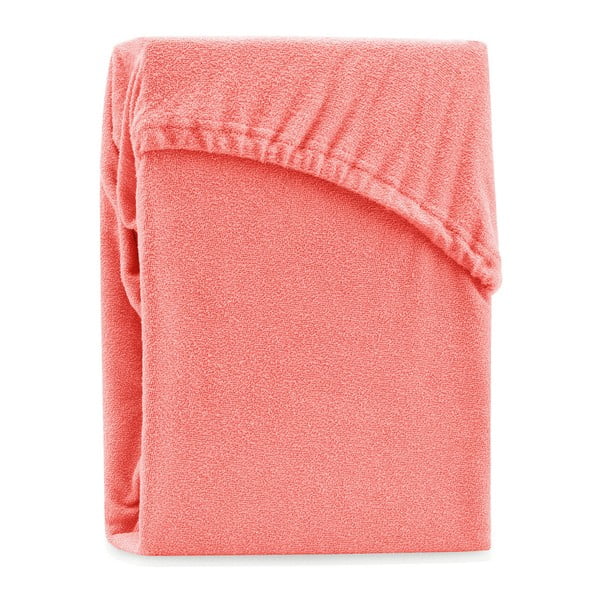 Koralinės rožinės spalvos AmeliaHome Ruby Siesta dvigulės lovos paklodė, 180/200 x 200 cm
