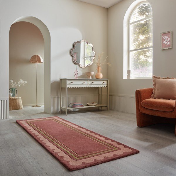 Rankų darbo bordo spalvos iš vilnos kilimas 80x230 cm Lois – Flair Rugs-image-1