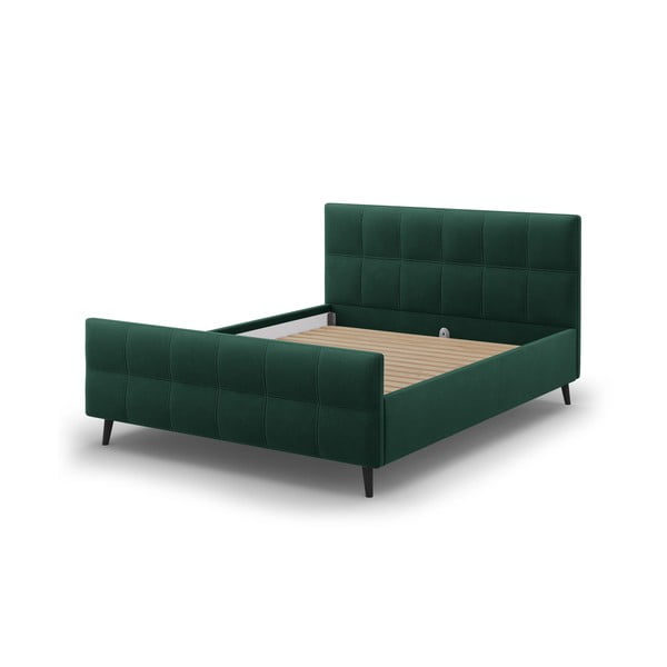 Žalia minkšta dvigulė lova su grotelėmis 140x200 cm Gigi - Micadoni Home