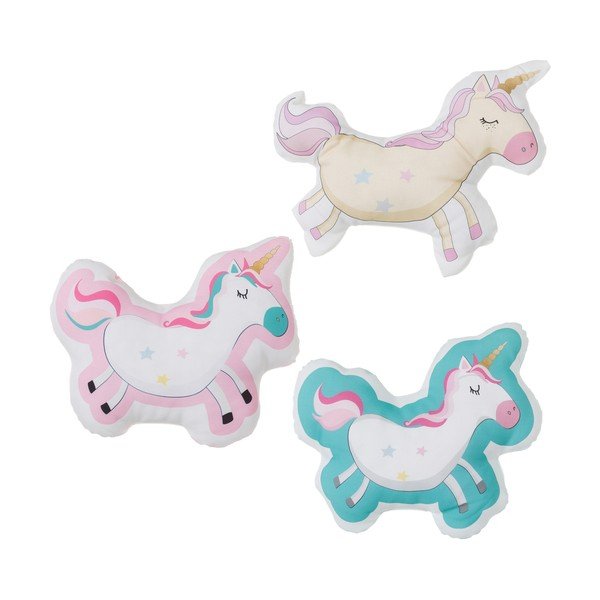 3 spalvotų vienaragio formos pagalvėlių rinkinys Unimasa, 34 x 30 cm