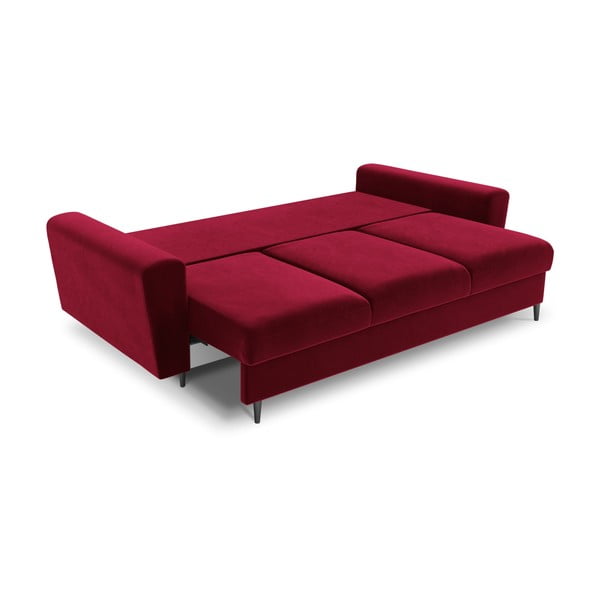 Raudonos spalvos iš velveto sulankstoma/su sandėliavimo vieta sofa 235 cm Kyoto – Cosmopolitan Design-image-2