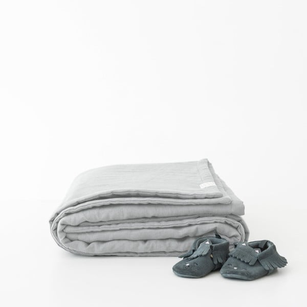 Pilka lininė kūdikių antklodė 140x200 cm - Linen Tales