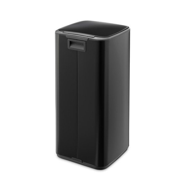 Matinės juodos spalvos šiukšliadėžė iš plieno su pedalu 30 l Bo – Brabantia-image-4