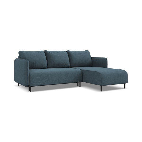 Mėlynos spalvos sulankstoma/su sandėliavimo vieta kampinė sofa (su dešiniuoju kampu) Luana – Makamii-image-1