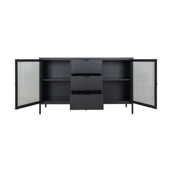 Iš metalo šoninė spintelė juodos spalvos 140x85 cm Dalby – House Nordic-image-3