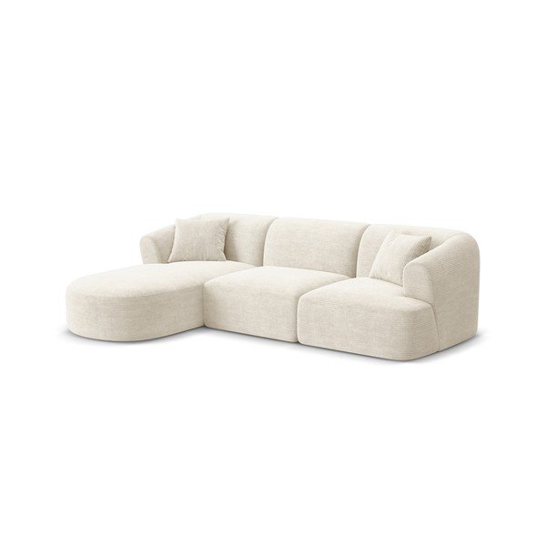 Smėlio spalvos kampinė sofa iš kordinio velveto (su kairiuoju kampu/su gultu) Campi – Cosmopolitan Design-image-1