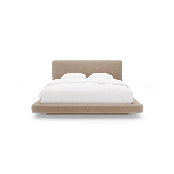 Šviesiai rudos spalvos dvigulė lova audiniu dengta 140x200 cm Linea – Micadoni -image-3