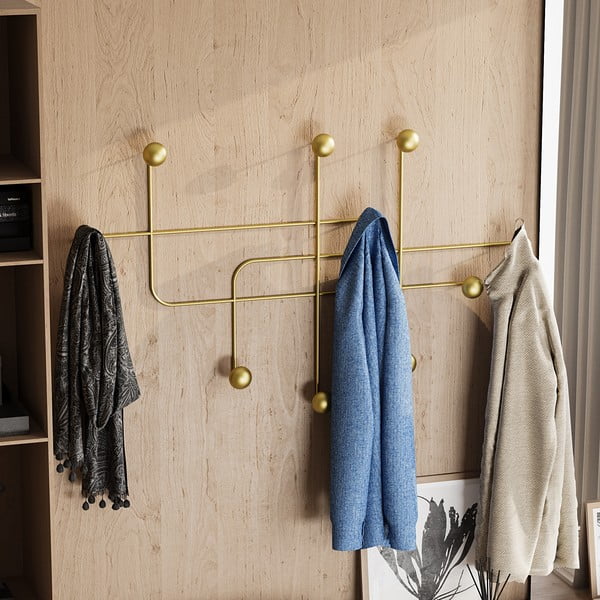 Iš metalo sieninė lentyna auksinės spalvos Dama – Kalune Design-image-2