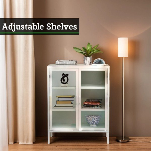 Baltos spalvos iš plieno vitrina 80x102x40 cm Acier – Premier Housewares-image-3