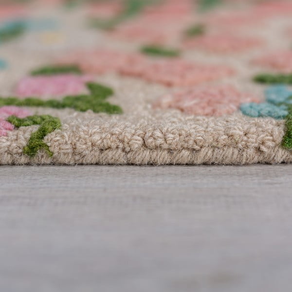 Rankų darbo kreminės spalvos iš vilnos kilimas 200x290 cm Emilia Floral – Flair Rugs-image-4