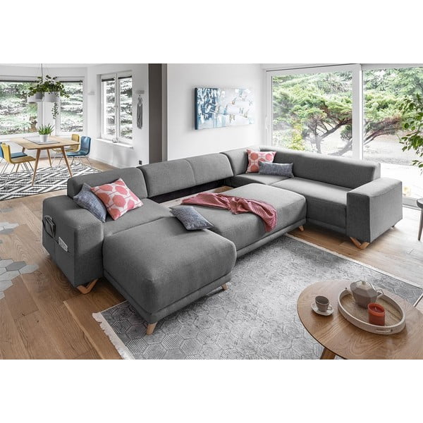 Pilkos spalvos sulankstoma/su sandėliavimo vieta kampinė sofa (su dešiniuoju kampu/„U“ formos) Classy Sophie – Miuform-image-4