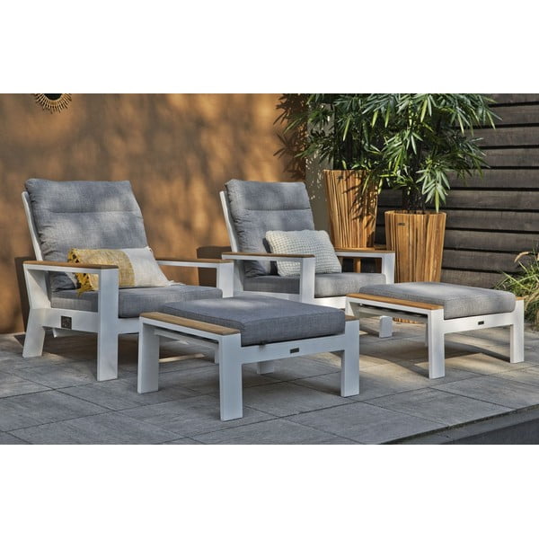 Metalinis sodo krėslas baltos spalvos/pilkos spalvos Valerie – Exotan-image-1