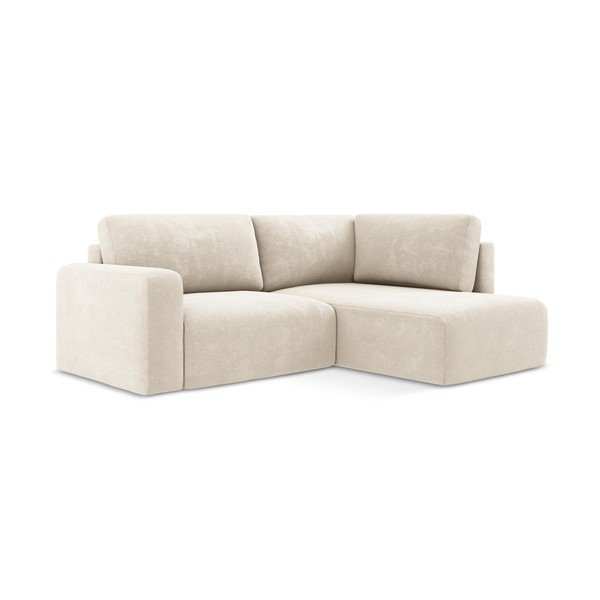 Kreminės spalvos sulankstoma/su sandėliavimo vieta kampinė sofa iš šenilinio audinio (su dešiniuoju kampu/„L“ formos) Kona – Makamii-image-2