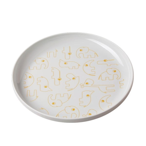 Vaikiška pilka lėkštė su geltonomis detalėmis Done by Deer Yummy, Ø 20,5 cm