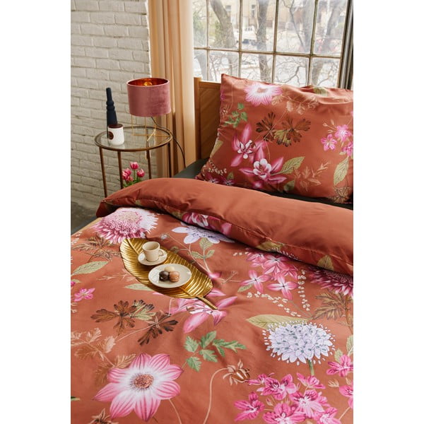 Terakotos spalvos vienvietė patalynė iš medvilnės satino Bonami Selection Blossom, 140 x 220 cm-image-4