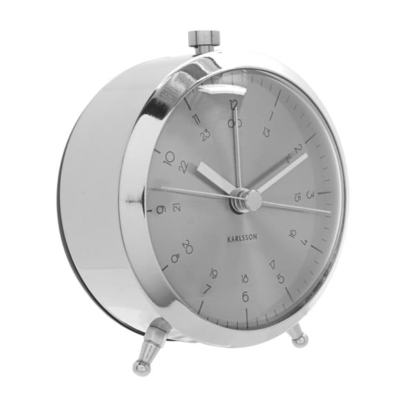 Sidabrinės spalvos "Karlsson Button Steel" žadintuvas-image-1