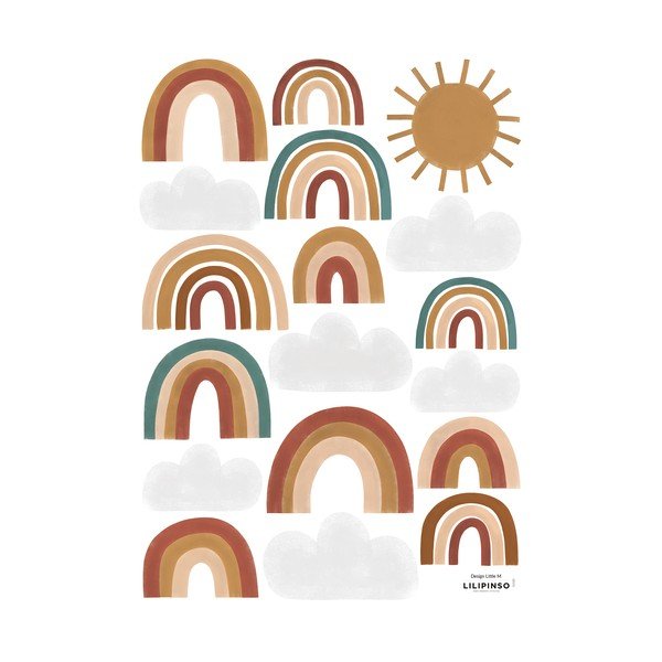 Lipdukų lapas 30x42 cm Cute Rainbows – Lilipinso