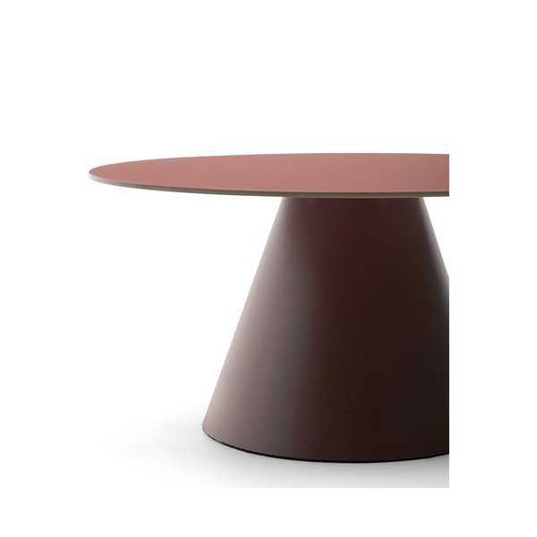 Terakotos spalvos apvalios formos kavos staliukas su stikliniu stalviršiu ø 80 cm Wilshire – Kave Home-image-2