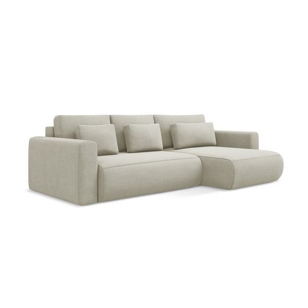 Smėlio spalvos sulankstoma/su sandėliavimo vieta kampinė sofa (su dešiniuoju kampu/su gultu) Kapua – Makamii-image-3