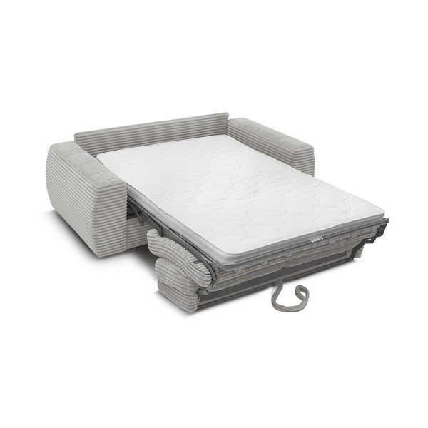 Šviesiai pilkos spalvos sofa miegojimui/sulankstoma iš kordinio velveto 240 cm Hugo – Bobochic Paris-image-3