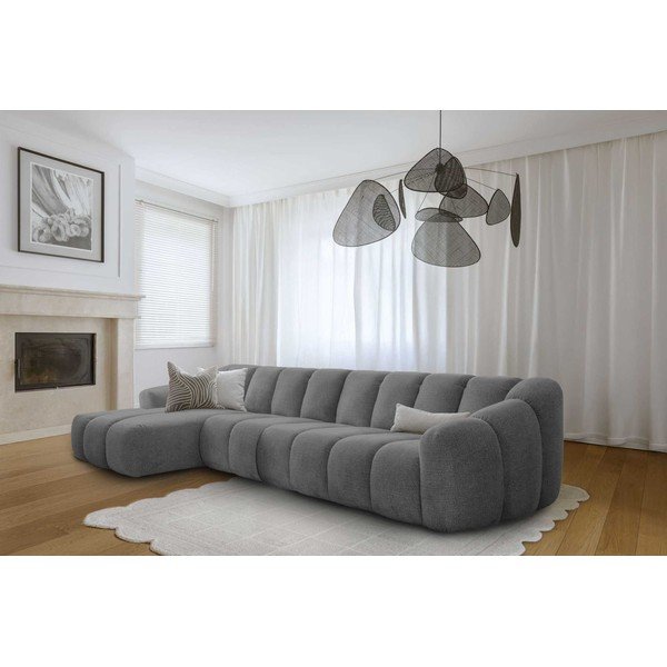 Pilkos spalvos kampinė sofa (su kairiuoju kampu/su gultu) Shell – Miuform-image-1