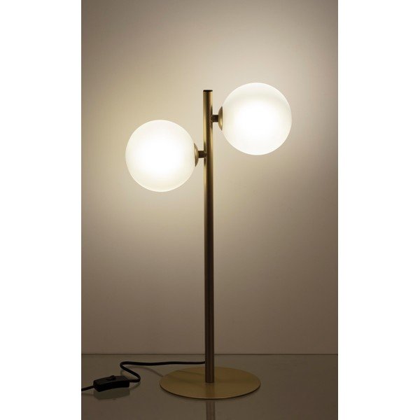 Auksinės spalvos iš plieno stalinis šviestuvas (aukštis 54 cm) su stiklo gaubtu Balls – Bizzotto-image-1