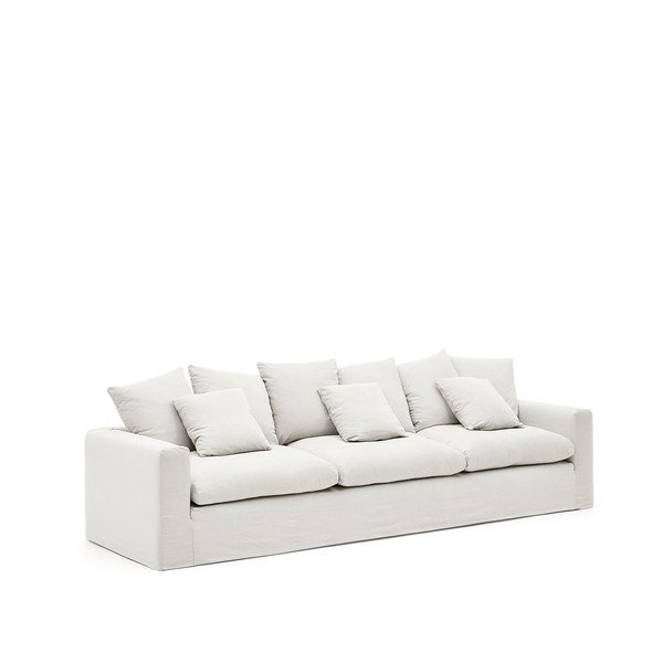 Baltos spalvos iš lino sofa 340 cm Nora – Kave Home-image-2