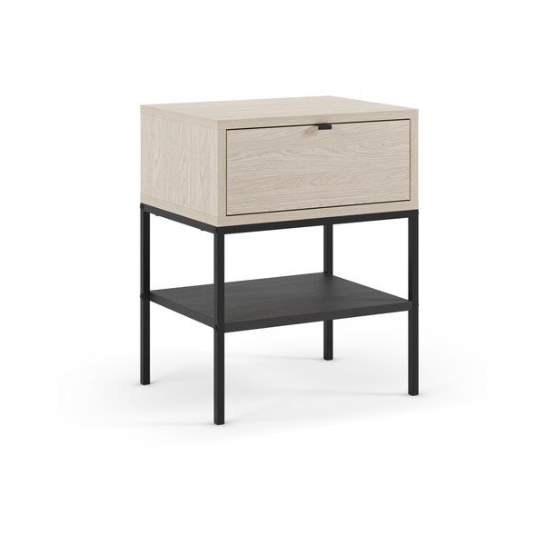Šviesios natūralios spalvos matinis naktinis staliukas su lentynomis Sali – Marckeric