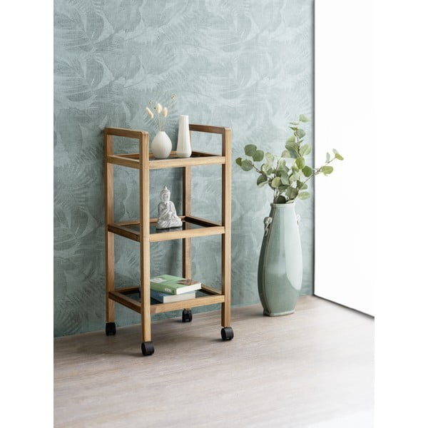 Juodos spalvos/natūralios spalvos iš akacijos masyvo vonios lentyna 35x76,5 cm Fondi – Wenko-image-2