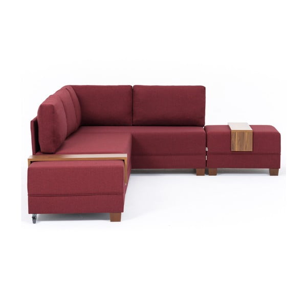 Bordo spalvos sofa-lova dešiniajame kampe 2 laikymo skydai "Balcab Home Diana