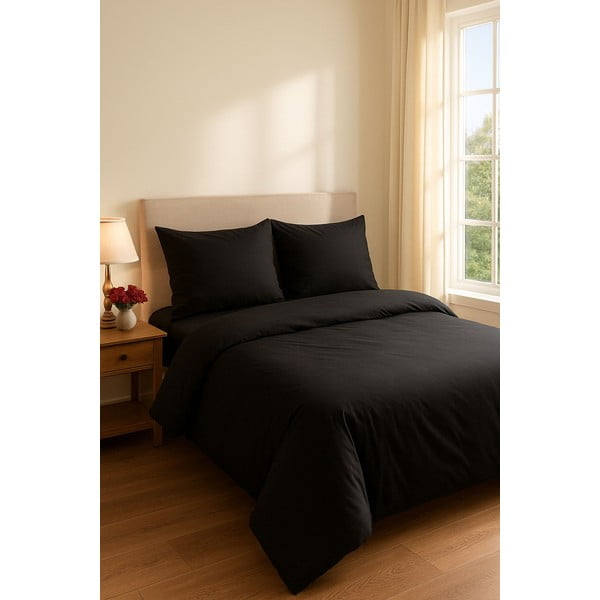 Juodos spalvos viengulė/itin ilga patalynė su paklode/3 dalių 160x220 cm Classic – Mila Home-image-2