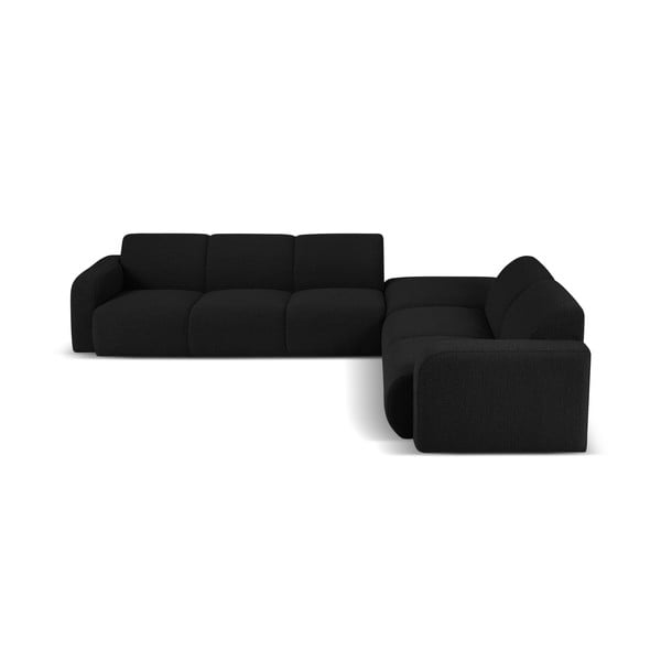 Kampinė sofa juodos spalvos iš boucle (su dešiniuoju kampu) Molino – Micadoni Home