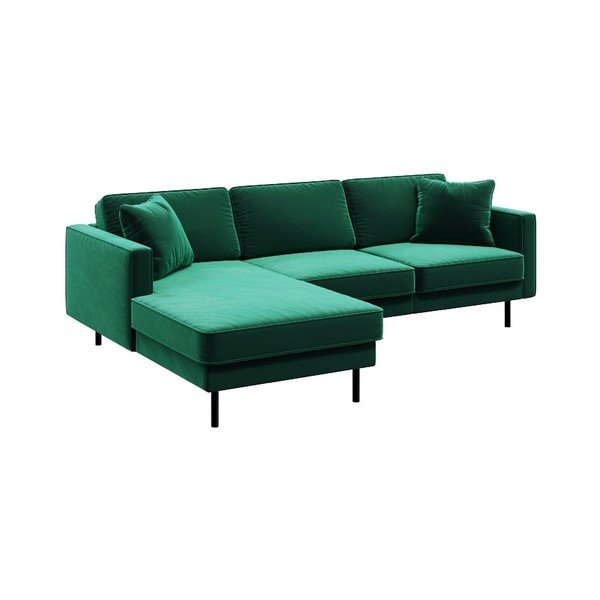 Kampinė sofa žalios spalvos iš velveto (su kairiuoju kampu) Kobo – MESONICA-image-2
