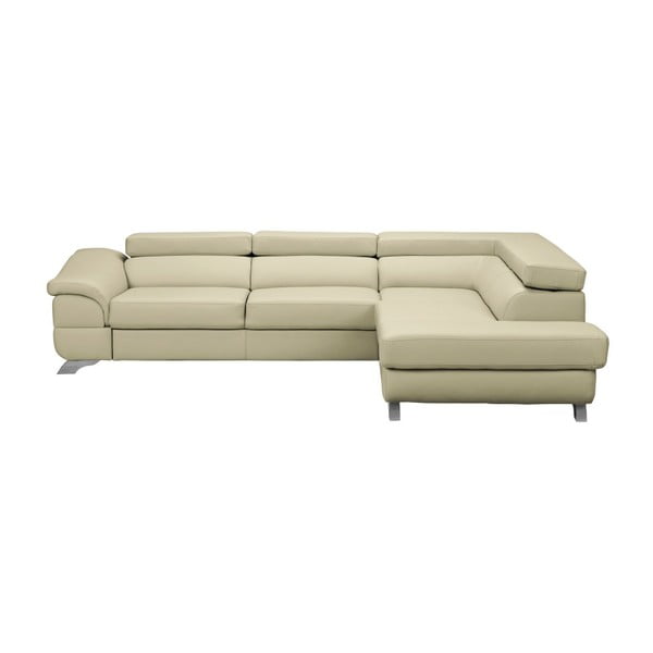Smėlio spalvos odinė "Windsor & Co Sofas" kampinė sofa-lova "Gamma", dešinysis kampas