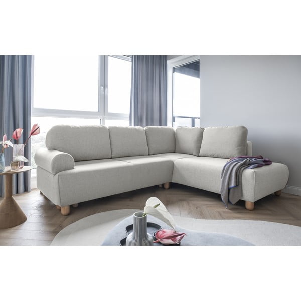Kreminė kampinė sofa-lova (dešinysis kampas) Bouncy Olli - Miuform-image-3
