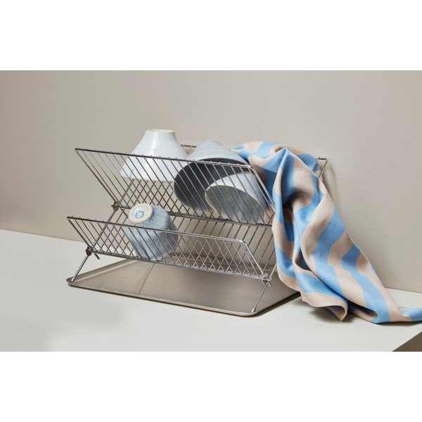 Blizgios sidabrinės spalvos iš metalo dviejų aukštų kiaurasamtis 41x31 cm Dry-It – Mette Ditmer Denmark-image-2