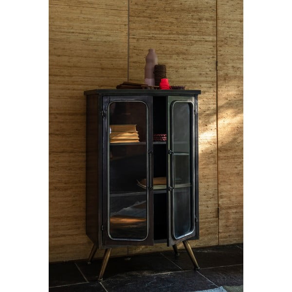 Juodos spalvos iš metalo vitrina 60x100x35 cm Denza – Dutchbone-image-1