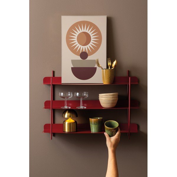 Bordo spalvos iš metalo kelių aukštų sieninė lentyna 60 cm Riqueza Tres – PT LIVING-image-1